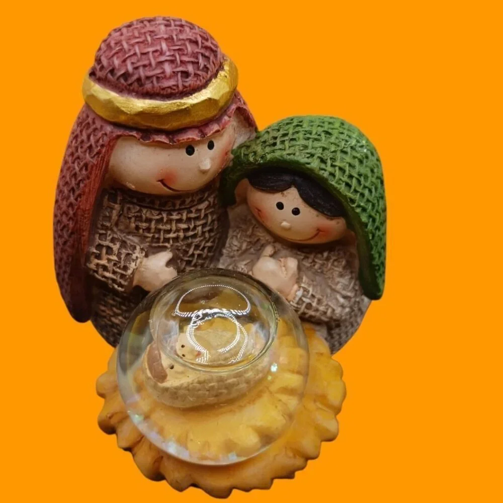 Nativity Scene Figurine With Snow Globe Accents